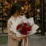 دسته گل رز قرمر